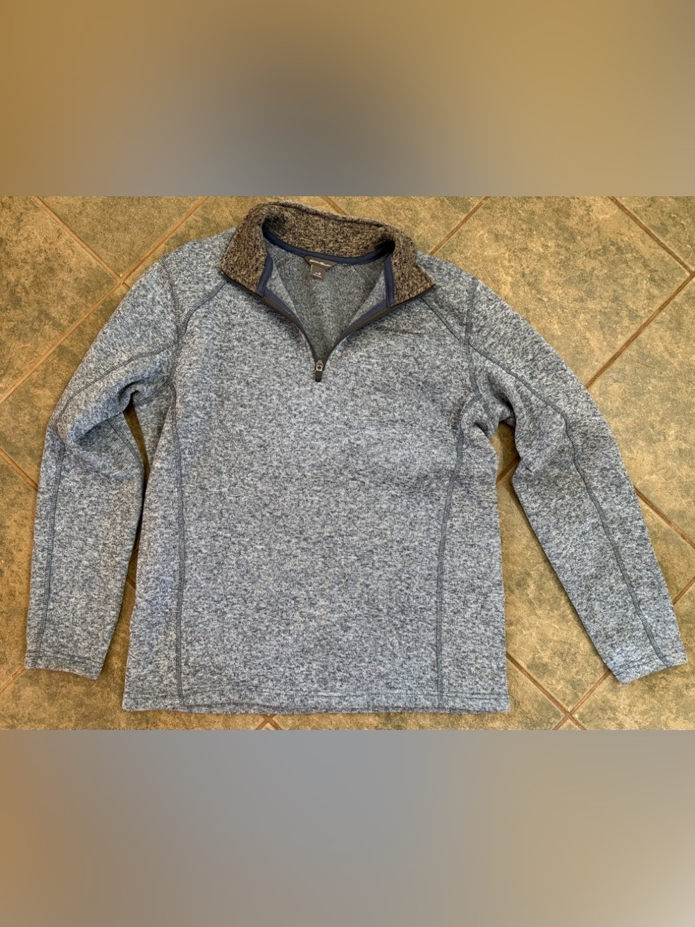 🎀3/$25🎀 Eddie Bauer Men's Quarter-Zip Heathered Blue/Gray Pullover Sweater